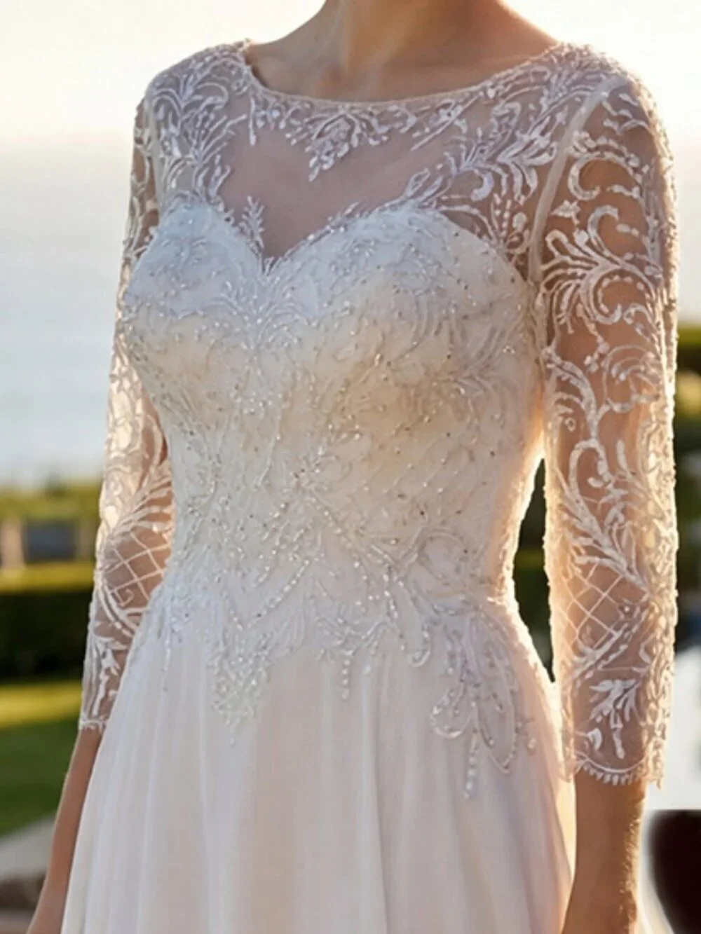 New Off White Wedding Dress w/ Sequins Embroidery & Layered Skirt JT M11-W - Picture 5 of 9